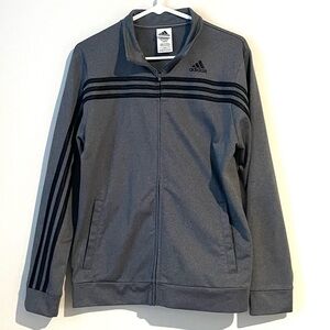 Adidas Track Jacket Boys Size Youth XL 18/20 Gray Black Zipper Pockets